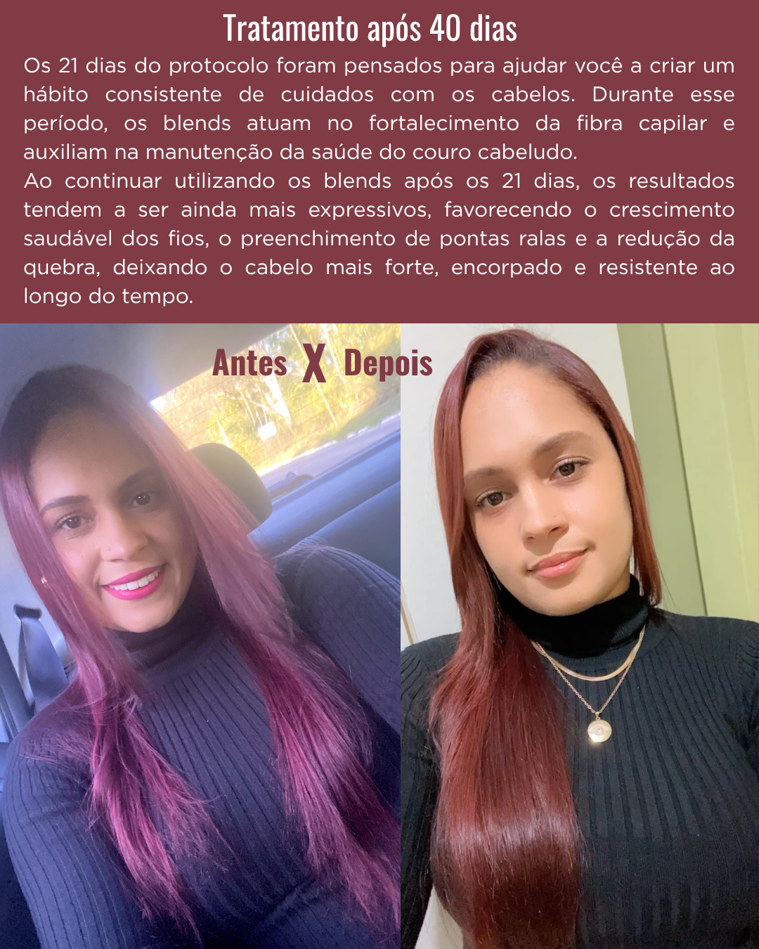 Depoimento: tratamento após 40 dias — antes e depois